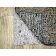 Load image into Gallery viewer, 2&#39;6&quot;x8&#39; Dijon Brown With Charcoal Black, Hand Knotted, Oxidized And Distressed Grass Design With Exposed Warps, 100% Wool, Runner, Oriental Rug FWR457590
