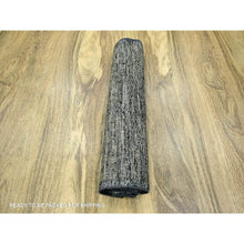 Load image into Gallery viewer, 2&#39;6&quot;x8&#39; Dijon Brown with Charcoal Black, Hand Knotted, Oxidized and Distressed Grass Design with Exposed Warps, 100% Wool, Runner, Oriental Rug FWR457590