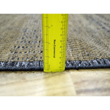 Load image into Gallery viewer, 2&#39;6&quot;x8&#39; Dijon Brown With Charcoal Black, Hand Knotted, Oxidized And Distressed Grass Design With Exposed Warps, 100% Wool, Runner, Oriental Rug FWR457590