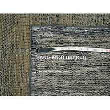 Load image into Gallery viewer, 2&#39;6&quot;x8&#39; Dijon Brown With Charcoal Black, Hand Knotted, Oxidized And Distressed Grass Design With Exposed Warps, 100% Wool, Runner, Oriental Rug FWR457590