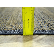 Load image into Gallery viewer, 2&#39;6&quot;x8&#39; Latte Brown with Charcoal Black, Oxidized and Distressed Grass Design with Exposed Warps, Pure Wool, Hand Knotted, Runner, Oriental Rug FWR457596