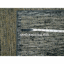 Load image into Gallery viewer, 2&#39;6&quot;x8&#39; Latte Brown With Charcoal Black, Oxidized And Distressed Grass Design With Exposed Warps, Pure Wool, Hand Knotted, Runner, Oriental Rug FWR457596