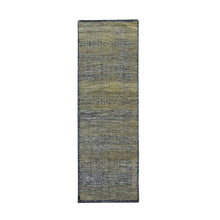 Load image into Gallery viewer, 2&#39;6&quot;x8&#39; Charcoal Black with Honey Brown, Oxidized and Distressed Grass Design with Exposed Warps, 100% Wool, Hand Knotted, Runner, Oriental Rug FWR457602