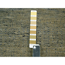 Load image into Gallery viewer, 2&#39;6&quot;x8&#39; Charcoal Black with Honey Brown, Oxidized and Distressed Grass Design with Exposed Warps, 100% Wool, Hand Knotted, Runner, Oriental Rug FWR457602