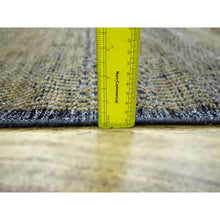 Load image into Gallery viewer, 2&#39;6&quot;x8&#39; Charcoal Black with Honey Brown, Oxidized and Distressed Grass Design with Exposed Warps, 100% Wool, Hand Knotted, Runner, Oriental Rug FWR457602