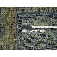 Load image into Gallery viewer, 2&#39;6&quot;x8&#39; Charcoal Black with Honey Brown, Oxidized and Distressed Grass Design with Exposed Warps, 100% Wool, Hand Knotted, Runner, Oriental Rug FWR457602