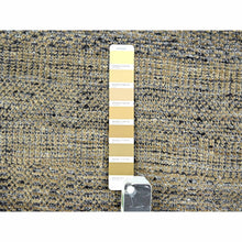Load image into Gallery viewer, 9&#39;1&quot;x12&#39; Charcoal Black with Latte Brown, Oxidized and Distressed Grass Design with Exposed Warps, 100% Wool, Hand Knotted, Oriental Rug FWR457620