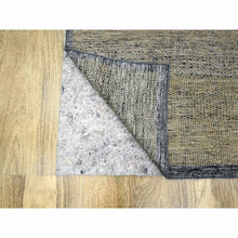 Load image into Gallery viewer, 9&#39;1&quot;x12&#39;3&quot; Charcoal Black With Honey Brown, Oxidized And Distressed Grass Design With Exposed Warps, 100% Wool, Hand Knotted, Oriental Rug FWR457626