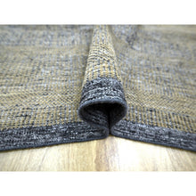 Load image into Gallery viewer, 9&#39;1&quot;x12&#39;3&quot; Charcoal Black With Honey Brown, Oxidized And Distressed Grass Design With Exposed Warps, 100% Wool, Hand Knotted, Oriental Rug FWR457626