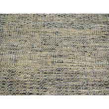 Load image into Gallery viewer, 9&#39;1&quot;x12&#39;3&quot; Charcoal Black With Honey Brown, Oxidized And Distressed Grass Design With Exposed Warps, 100% Wool, Hand Knotted, Oriental Rug FWR457626
