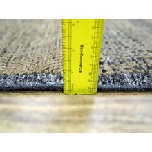 Load image into Gallery viewer, 9&#39;1&quot;x12&#39;3&quot; Charcoal Black With Honey Brown, Oxidized And Distressed Grass Design With Exposed Warps, 100% Wool, Hand Knotted, Oriental Rug FWR457626