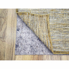 Load image into Gallery viewer, 2&#39;8&quot;x6&#39; Daisy White With Golden Yellow, Oxidized And Distressed Grass Design With Exposed Warps, Hand Knotted, 100% Wool, Runner, Oriental Rug FWR457632