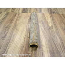 Load image into Gallery viewer, 2&#39;8&quot;x6&#39; Daisy White With Golden Yellow, Oxidized And Distressed Grass Design With Exposed Warps, Hand Knotted, 100% Wool, Runner, Oriental Rug FWR457632