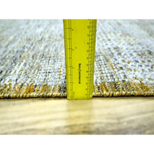 Load image into Gallery viewer, 2&#39;8&quot;x6&#39; Daisy White With Golden Yellow, Oxidized And Distressed Grass Design With Exposed Warps, Hand Knotted, 100% Wool, Runner, Oriental Rug FWR457632