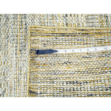 Load image into Gallery viewer, 2&#39;8&quot;x6&#39; Daisy White With Golden Yellow, Oxidized And Distressed Grass Design With Exposed Warps, Hand Knotted, 100% Wool, Runner, Oriental Rug FWR457632