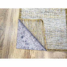 Load image into Gallery viewer, 2&#39;8&quot;x8&#39;2&quot; Mustard Yellow, Oxidized And Distressed Grass Design With Exposed Warps, Natural Wool, Hand Knotted, Runner, Oriental Rug FWR457638