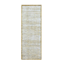 Load image into Gallery viewer, 2&#39;8&quot;x6&#39; Vista White with Nugget Gold, 100% Wool, Oxidized and Distressed Grass Design with Exposed Warps, Hand Knotted, Runner, Oriental Rug FWR457644