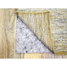 Load image into Gallery viewer, 2&#39;8&quot;x6&#39; Vista White with Nugget Gold, 100% Wool, Oxidized and Distressed Grass Design with Exposed Warps, Hand Knotted, Runner, Oriental Rug FWR457644
