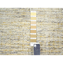 Load image into Gallery viewer, 2&#39;8&quot;x6&#39; Vista White with Nugget Gold, 100% Wool, Oxidized and Distressed Grass Design with Exposed Warps, Hand Knotted, Runner, Oriental Rug FWR457644