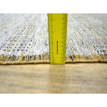 Load image into Gallery viewer, 2&#39;8&quot;x6&#39; Vista White with Nugget Gold, 100% Wool, Oxidized and Distressed Grass Design with Exposed Warps, Hand Knotted, Runner, Oriental Rug FWR457644