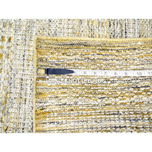 Load image into Gallery viewer, 2&#39;8&quot;x6&#39; Vista White with Nugget Gold, 100% Wool, Oxidized and Distressed Grass Design with Exposed Warps, Hand Knotted, Runner, Oriental Rug FWR457644