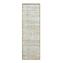 Load image into Gallery viewer, 2&#39;8&quot;x8&#39;2&quot; Daisy White with Golden Yellow, Hand Knotted, Oxidized and Distressed Grass Design with Exposed Warps, 100% Wool, Runner, Oriental Rug FWR457650