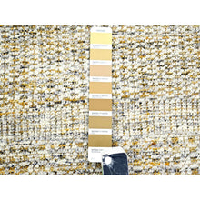 Load image into Gallery viewer, 2&#39;8&quot;x8&#39;2&quot; Daisy White with Golden Yellow, Hand Knotted, Oxidized and Distressed Grass Design with Exposed Warps, 100% Wool, Runner, Oriental Rug FWR457650