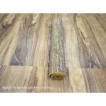 Load image into Gallery viewer, 2&#39;8&quot;x8&#39;2&quot; Daisy White with Golden Yellow, Hand Knotted, Oxidized and Distressed Grass Design with Exposed Warps, 100% Wool, Runner, Oriental Rug FWR457650