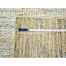 Load image into Gallery viewer, 2&#39;8&quot;x8&#39;2&quot; Daisy White with Golden Yellow, Hand Knotted, Oxidized and Distressed Grass Design with Exposed Warps, 100% Wool, Runner, Oriental Rug FWR457650