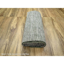 Load image into Gallery viewer, 9&#39;9&quot;x13&#39;10&quot; Vista White With Basil Green, Oxidized And Distressed Grass Design With Exposed Warps, Hand Knotted, 100% Wool, Oriental Rug FWR457662