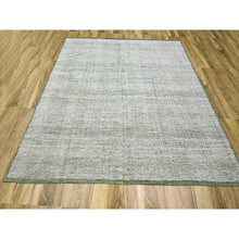 Load image into Gallery viewer, 10&#39;2&quot;x10&#39;2&quot; Pine Green With Vista White, Oxidized And Distressed Grass Design With Exposed Warps, Pure Wool, Hand Knotted, Square, Oriental Rug FWR457674