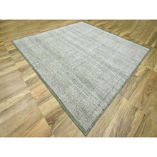 Load image into Gallery viewer, 10&#39;2&quot;x10&#39;2&quot; Pine Green With Vista White, Oxidized And Distressed Grass Design With Exposed Warps, Pure Wool, Hand Knotted, Square, Oriental Rug FWR457674