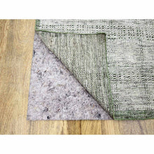 Load image into Gallery viewer, 10&#39;2&quot;x10&#39;2&quot; Pine Green With Vista White, Oxidized And Distressed Grass Design With Exposed Warps, Pure Wool, Hand Knotted, Square, Oriental Rug FWR457674