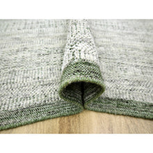 Load image into Gallery viewer, 10&#39;2&quot;x10&#39;2&quot; Pine Green With Vista White, Oxidized And Distressed Grass Design With Exposed Warps, Pure Wool, Hand Knotted, Square, Oriental Rug FWR457674