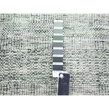 Load image into Gallery viewer, 10&#39;2&quot;x10&#39;2&quot; Pine Green With Vista White, Oxidized And Distressed Grass Design With Exposed Warps, Pure Wool, Hand Knotted, Square, Oriental Rug FWR457674