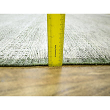 Load image into Gallery viewer, 10&#39;2&quot;x10&#39;2&quot; Pine Green With Vista White, Oxidized And Distressed Grass Design With Exposed Warps, Pure Wool, Hand Knotted, Square, Oriental Rug FWR457674