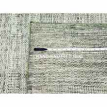 Load image into Gallery viewer, 10&#39;2&quot;x10&#39;2&quot; Pine Green With Vista White, Oxidized And Distressed Grass Design With Exposed Warps, Pure Wool, Hand Knotted, Square, Oriental Rug FWR457674