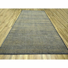 Load image into Gallery viewer, 10&#39;x14&#39; Bone Brown with Charcoal Black, Oxidized and Distressed Grass Design with Exposed Warps, Hand Knotted, Pure Wool, Oriental Rug FWR457692