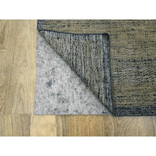 Load image into Gallery viewer, 10&#39;x14&#39; Bone Brown with Charcoal Black, Oxidized and Distressed Grass Design with Exposed Warps, Hand Knotted, Pure Wool, Oriental Rug FWR457692