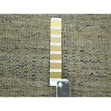 Load image into Gallery viewer, 10&#39;x14&#39; Bone Brown with Charcoal Black, Oxidized and Distressed Grass Design with Exposed Warps, Hand Knotted, Pure Wool, Oriental Rug FWR457692