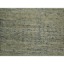 Load image into Gallery viewer, 10&#39;x14&#39; Bone Brown with Charcoal Black, Oxidized and Distressed Grass Design with Exposed Warps, Hand Knotted, Pure Wool, Oriental Rug FWR457692