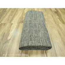 Load image into Gallery viewer, 10&#39;x14&#39; Bone Brown with Charcoal Black, Oxidized and Distressed Grass Design with Exposed Warps, Hand Knotted, Pure Wool, Oriental Rug FWR457692