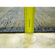 Load image into Gallery viewer, 10&#39;x14&#39; Bone Brown with Charcoal Black, Oxidized and Distressed Grass Design with Exposed Warps, Hand Knotted, Pure Wool, Oriental Rug FWR457692