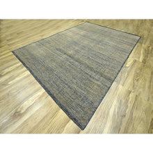 Load image into Gallery viewer, 10&#39;x14&#39; Honey Brown with Charcoal Black, Oxidized and Distressed Grass Design with Exposed Warps, 100% Wool, Hand Knotted, Oriental Rug FWR457698
