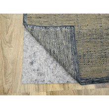 Load image into Gallery viewer, 10&#39;x14&#39; Honey Brown with Charcoal Black, Oxidized and Distressed Grass Design with Exposed Warps, 100% Wool, Hand Knotted, Oriental Rug FWR457698