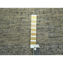 Load image into Gallery viewer, 10&#39;x14&#39; Honey Brown with Charcoal Black, Oxidized and Distressed Grass Design with Exposed Warps, 100% Wool, Hand Knotted, Oriental Rug FWR457698
