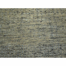 Load image into Gallery viewer, 10&#39;x14&#39; Honey Brown with Charcoal Black, Oxidized and Distressed Grass Design with Exposed Warps, 100% Wool, Hand Knotted, Oriental Rug FWR457698