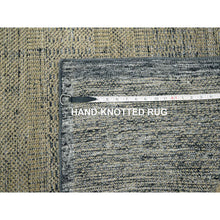 Load image into Gallery viewer, 10&#39;x14&#39; Honey Brown with Charcoal Black, Oxidized and Distressed Grass Design with Exposed Warps, 100% Wool, Hand Knotted, Oriental Rug FWR457698