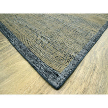 Load image into Gallery viewer, 11&#39;10&quot;x15&#39; Latte Brown With Charcoal Black, Oxidized And Distressed Grass Design With Exposed Warps, 100% Wool, Hand Knotted, Oversized, Oriental Rug FWR457728