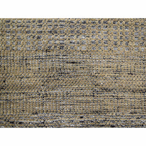 11'10"x15' Latte Brown With Charcoal Black, Oxidized And Distressed Grass Design With Exposed Warps, 100% Wool, Hand Knotted, Oversized, Oriental Rug FWR457728